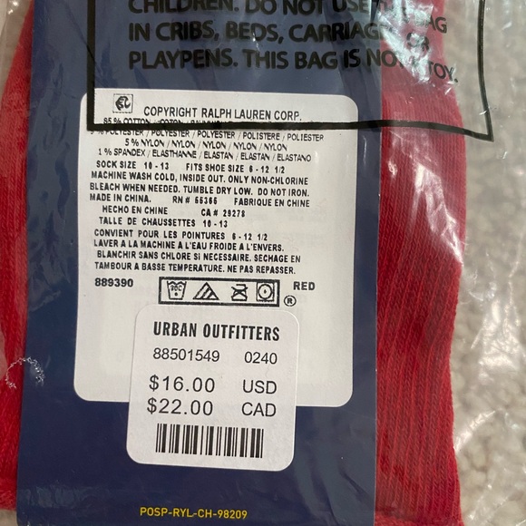 Polo Ralph Lauren Sun Valley Bear Crew Sock NWT - Red - Picture 4 of 5